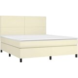  Krevet box spring s madracem LED krem 160x200cm od umjetne kože | shoptok.hr
