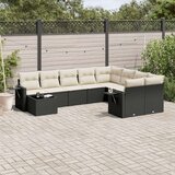  10-dijelni set vrtnih sofa s jastucima crni od poliratana | shoptok.hr