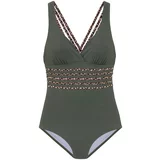Lascana Jednodijelni kupaći kostim bež / smeđa / zelena