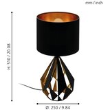 Eglo Carlton 5 stolna lampa E27, 51 cm, crna/bakrena, 43077 | shoptok.hr