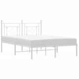 Maison Chic Kovinski Posteljni okvir - Dvoposteljna postelja - Zakonska postelja z vzglavjem bel 140x200 cm, (21692922) Cene