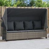 Maison Chic Ležalnik - Sončna ležalnik s streho in blazinami siv poli ratan, (22043425) | Shoptok.si