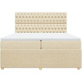  Krevet s oprugama i madracem krem 200 x 200 cm od tkanine | shoptok.hr