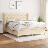  Box spring postelja z vzmetnico krem 180x200 cm blago | Shoptok.si