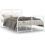 vidaXL Kovinski posteljni okvir z vzglavjem in vznožjem bel 140x200 cm | Shoptok.si