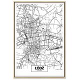  Slika - City Plan: Lodz (1 Part) Vertical 80x120 U prirodnom drvenom okviru | shoptok.hr