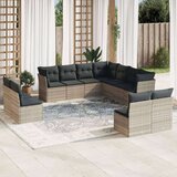 11-dijelni set vrtnih sofa poliratan s jastucima svijetlosivi | shoptok.hr