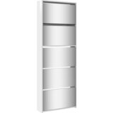 The Living Store Omarica za čevlje z ogledalom 5-nadstropna bela 63x17x169,5 cm - Omarica Za Čevlje, (21442342) | Shoptok.si