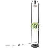 QAZQA Moderna talna svetilka črna s steklom 25 cm - Roslini Cene