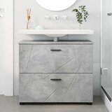 vidaXL Kopalniška omarica s predalom Betonsko siva 76.5 x 35 x 64 cm | Shoptok.si