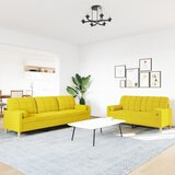  2-dijelni set sofa s ukrasnim jastucima svjetložuti od tkanine | shoptok.hr