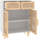  Komoda bijela 60 x 30 x 75 cm masivna borovina i prirodni ratan | Eponuda.com