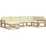 vidaXL Zunanja garnitura za sedenje 5 pcs Bela in krem Poliester, (5000281076) | Shoptok.si