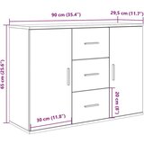 vidaXL Sideboard artisian hrast 90x29,5x65 cm konstruiran les | Shoptok.si