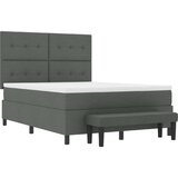  Postelja z box springom in vzmetnico & klop temno siva 140x190 cm tkanina, (22081079) | Shoptok.si