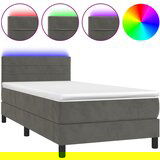 Maison Chic Box spring postelja - Vzmetna postelja z vzmetnico LED temno siva 100x200 cm žamet SL16141, (21900966) Cene