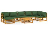 The Living Store Vrtna sedežna garnitura 8-delna z zelenimi blazinami trden les - Vrtna Sedežna Garnitura, (21421974) | Shoptok.si