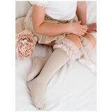 Milena Cotton Knee High Socks For Children With Tulle Beige | Shoptok.si