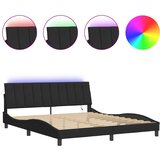 Maison Chic Posteljni okvir - Dvoposteljna postelja - Zakonska postelja z LED lučkami črn 180x200 cm žamet, (21694238) Cene