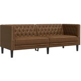 vidaXL Kavč trosed Chesterfield rjava umetno semiš usnje, (21749662) Cene