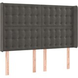  Vzglavje z ušesi temno sivo 147x16x118/128 cm žamet, (20792660) | Shoptok.si