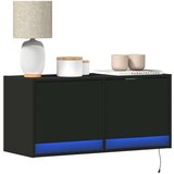 vidaXL Zidni TV ormarić s LED svjetlima crni 80x31x38 cm | shoptok.hr