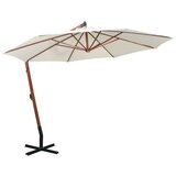  Viseč senčnik 350 cm lesen drog bele barve | Shoptok.si