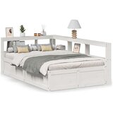  Knjižna postelja brez ležišča bela 120x190 cm trdna borovina | Shoptok.si