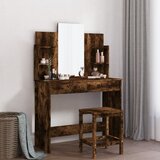 vidaXL Toaletna mizica z ogledalom dimljeni hrast 96x39x142 cm Cene