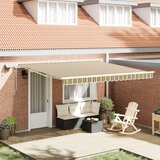 vidaXL Ročna retraktibilna tenda z LED zeleno in rumeno 400x350 cm, zamenjava tkanine za okvir 4x3.5 m zelena in rumena Cene