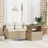 vidaXL Set 5-delnega vrtnega kavča s blazinami bež poli ratan | Shoptok.si