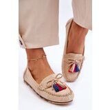 Boto Suede Loafers With Bow And Fringes Beige Dorine | Shoptok.si