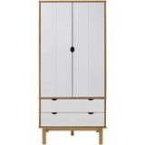 vidaXL Garderobna omara rjava in bela 76,5x53x172 cm trdna borovina | Shoptok.si