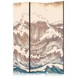  Paravan - Stormy Ocean - High Waves in Brown and Navy Colors on a Beige Background in Vintage Style 135x172 Akustični Cijene