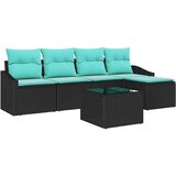 vidaXL Kavčna garnitura z blazino 6 pcs Črna poli ratan, (5000154506) | Shoptok.si