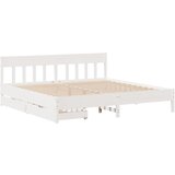 vidaXL Posteljni okvir z vzglavjem bel 200x200 cm trdna borovina, (21322094) | Shoptok.si