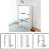 The Living Store Omarica za čevlje 3 nadstropna z ogledalom bela 63x17x102,5 cm - Omarica Za Čevlje, (21744575) | Shoptok.si