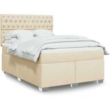  Krevet s oprugama i madracem krem 140 x 190 cm od tkanine Cijene