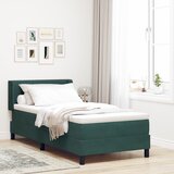 vidaXL Box Spring Postelja z Blazino Temno Zeleni 90x190 cm Žamet Cene