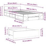 vidaXL Posteljni okvir s predalom rjavi hrast 90x200 cm inž. les | Shoptok.si