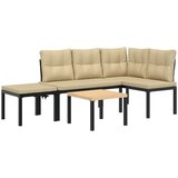  The Living Store Vrtne klopi z blazinami 4 kosi črno prašno lakirano jeklo - Komplet Klopi, (21460964) | Shoptok.si