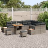  Vrtna sedežna garnitura z blazino 12 pcs Siva Poly ratan, (5000021925) | Shoptok.si