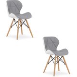 Brandless Stol iz eko usnja LAGO - siv in bel x 2, (22030839) | Shoptok.si