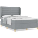 Okvir za krevet s madracem svijetlosiv 140x190 cm tkanina | shoptok.hr