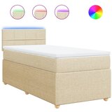 vidaXL Okvir kreveta s oprugama i madrac krem 80x200 cm od tkanine | shoptok.hr
