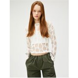 Koton Long Sleeve T-Shirt Mesh Crop Crew Neck Openwork | Shoptok.si