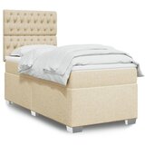 vidaXL Box spring postelja z vzmetnico krem 80x200 cm blago | Shoptok.si