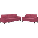 vidaXL 2-dijelni set sofa s jastucima crvena boja vina baršunasti Cijene