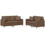  2-dijelni set sofa s jastucima smeđi od tkanine | shoptok.hr