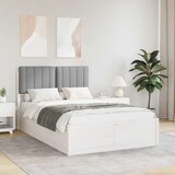  Krevetni okvir s tapiciranim uzglavljem Svijetlo siva - 120 x 200 cm Bijela i svijetlosiva | shoptok.hr